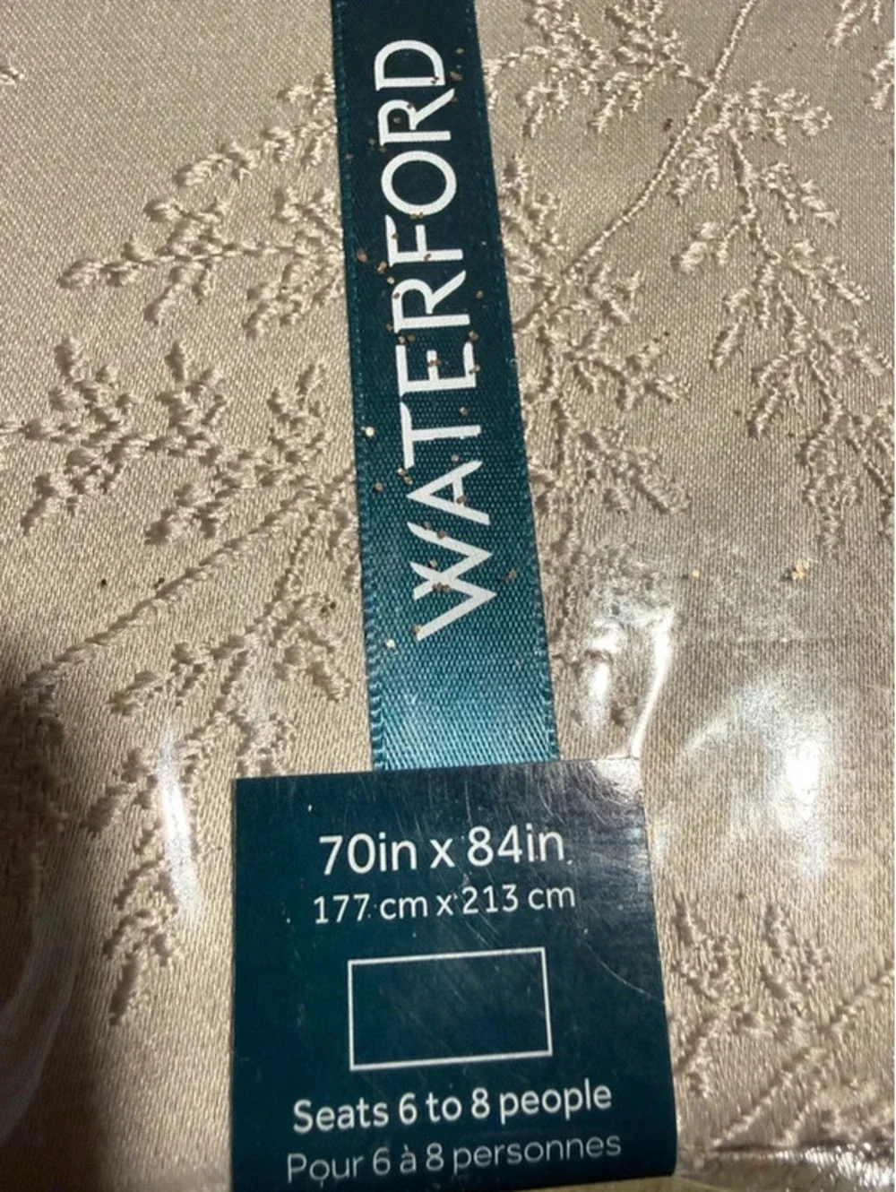 New Waterford Nappe Tossed Leaf Pumice Stone (color) Tablecloth 70” x 84”